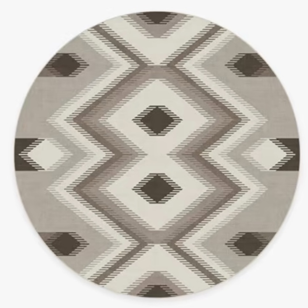 Ruggable 6 foot round Anza Warm Grey rug and pad